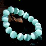 Green Jade Bracelet Round Stone Beads Elastic Bangle Jewelry