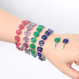 Pera Purple CZ Leaf Pattern Chain Bracelet Wedding Party Gift Women