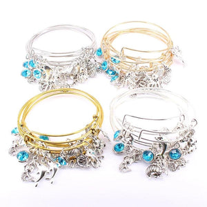 5pcs Bangle Set Wire Bracelets Sea Life Animal Charms Bangles Cuff Jewelry
