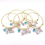 5pcs Bangle Set Wire Bracelets Sea Life Animal Charms Bangles Cuff Jewelry