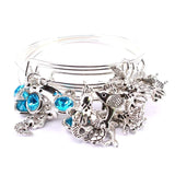5pcs Bangle Set Wire Bracelets Sea Life Animal Charms Bangles Cuff Jewelry