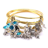 5pcs Bangle Set Wire Bracelets Sea Life Animal Charms Bangles Cuff Jewelry