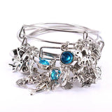5pcs Bangle Set Wire Bracelets Sea Life Animal Charms Bangles Cuff Jewelry