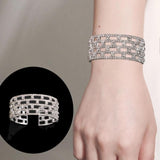 Crystal Bangle Bracelet Women's Hand Jewelry Bridal Wedding Rhinestone Jewellery