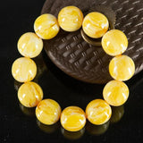 Natural Chicken Oil Beeswax Round Bead Jade Bracelet