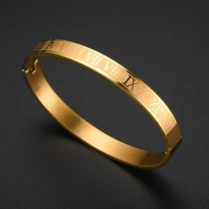 Roman Numeral Stainless Steel Bangle Couple Bracelet