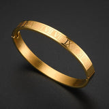 Roman Numeral Stainless Steel Bangle Couple Bracelet