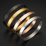 Roman Numeral Stainless Steel Bangle Couple Bracelet