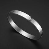 Roman Numeral Stainless Steel Bangle Couple Bracelet