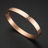 Roman Numeral Stainless Steel Bangle Couple Bracelet