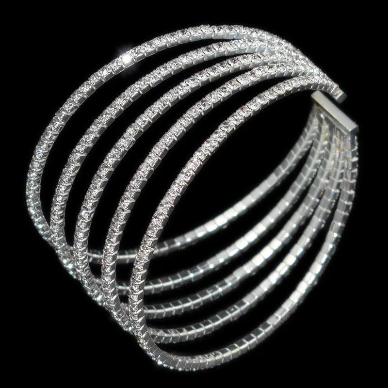 Red Rhinestone Wedding Cuff Bracelets for Women