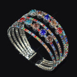 Red Rhinestone Wedding Cuff Bracelets for Women