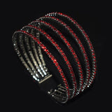 Red Rhinestone Wedding Cuff Bracelets for Women