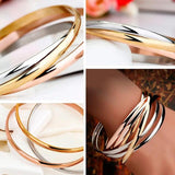 Stainless Steel Bracelet Set for Women - 3 Chains Bangles Accessory