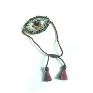 Vintage Tassel Evil Eye Bracelet Ethnic Crystal Embroidery Adjustable