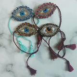 Vintage Tassel Evil Eye Bracelet Ethnic Crystal Embroidery Adjustable
