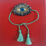 Vintage Tassel Evil Eye Bracelet Ethnic Crystal Embroidery Adjustable