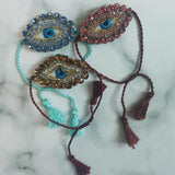 Vintage Tassel Evil Eye Bracelet Ethnic Crystal Embroidery Adjustable