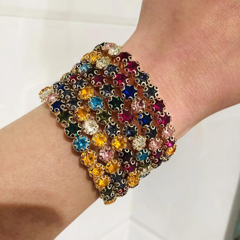 Multicolor Rhinestone Pearl Bracelet Wedding Crystal Bangles