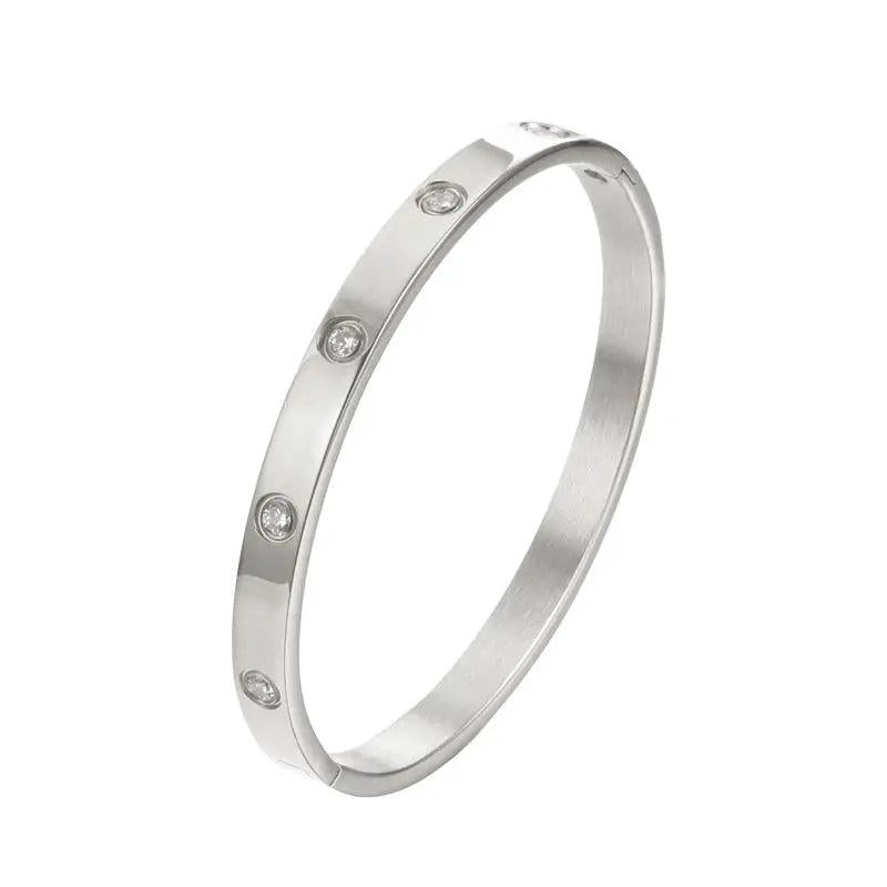 Crystals Love Bangles Cubic Zirconia Stainless Steel Jewelry