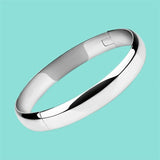Silver Smooth Solid Bracelet Bangles For Women Men Charm Party Jewelry Gift