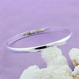 Silver Smooth Solid Bracelet Bangles For Women Men Charm Party Jewelry Gift