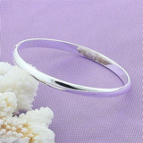 Silver Smooth Solid Bracelet Bangles For Women Men Charm Party Jewelry Gift