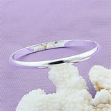 Silver Smooth Solid Bracelet Bangles For Women Men Charm Party Jewelry Gift