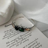 Woman Vintage Green Stone Bracelet Adjustable Hand Accessories