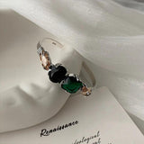 Woman Vintage Green Stone Bracelet Adjustable Hand Accessories