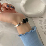 Woman Vintage Green Stone Bracelet Adjustable Hand Accessories
