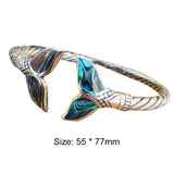 Vintage Abalone Shell Mermaid Tail Bangle Bracelet for Women