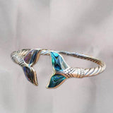 Vintage Abalone Shell Mermaid Tail Bangle Bracelet for Women