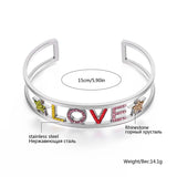 Rhinestone Letters Wide Bracelets for Women