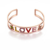 Rhinestone Letters Wide Bracelets for Women