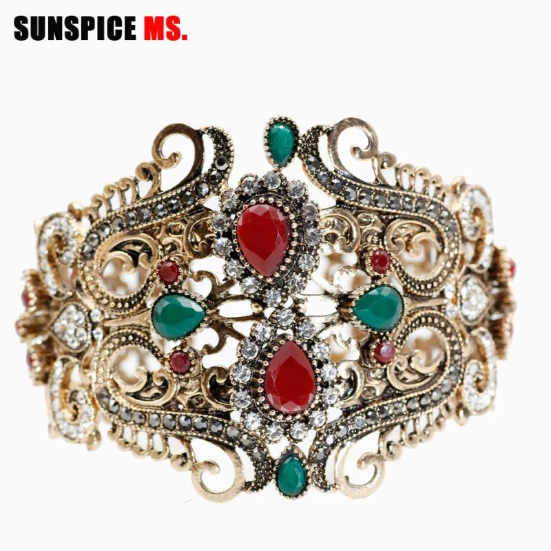 SUNSPICE-MS Women Bangles Cuff Bracelets - Antique Resin Wedding Jewelry