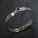 Black&White Shell Heart Bracelet Stainless Steel Charm Jewelry