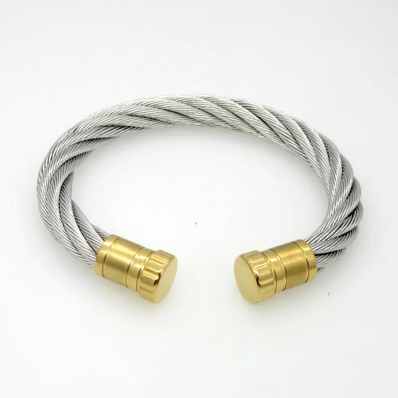 Personalized Steel Wire Twist Open Cuff Bracelet Bangle