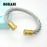 Personalized Steel Wire Twist Open Cuff Bracelet Bangle