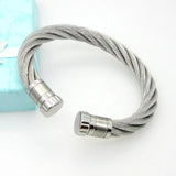 Personalized Steel Wire Twist Open Cuff Bracelet Bangle