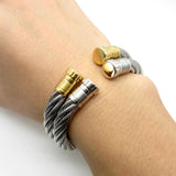 Personalized Steel Wire Twist Open Cuff Bracelet Bangle