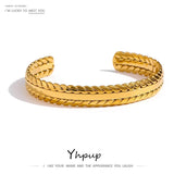 Golden Metalic Leaves Bangle Bracelet 18 K Cuff Waterproof Jewelry