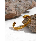 Golden Metalic Leaves Bangle Bracelet 18 K Cuff Waterproof Jewelry