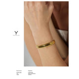 Golden Metalic Leaves Bangle Bracelet 18 K Cuff Waterproof Jewelry