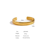 Golden Metalic Leaves Bangle Bracelet 18 K Cuff Waterproof Jewelry