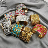 Fkewyy Round Cuff Bangles Ethnic Rhinestone Jewelry Charm Punk Girl Accessories