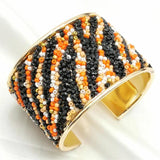 Fkewyy Round Cuff Bangles Ethnic Rhinestone Jewelry Charm Punk Girl Accessories