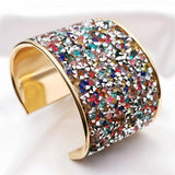 Fkewyy Round Cuff Bangles Ethnic Rhinestone Jewelry Charm Punk Girl Accessories