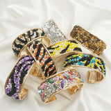 Fkewyy Round Cuff Bangles Ethnic Rhinestone Jewelry Charm Punk Girl Accessories