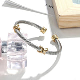 Stainless Steel Twisted Cable Wire Bracelet for Women